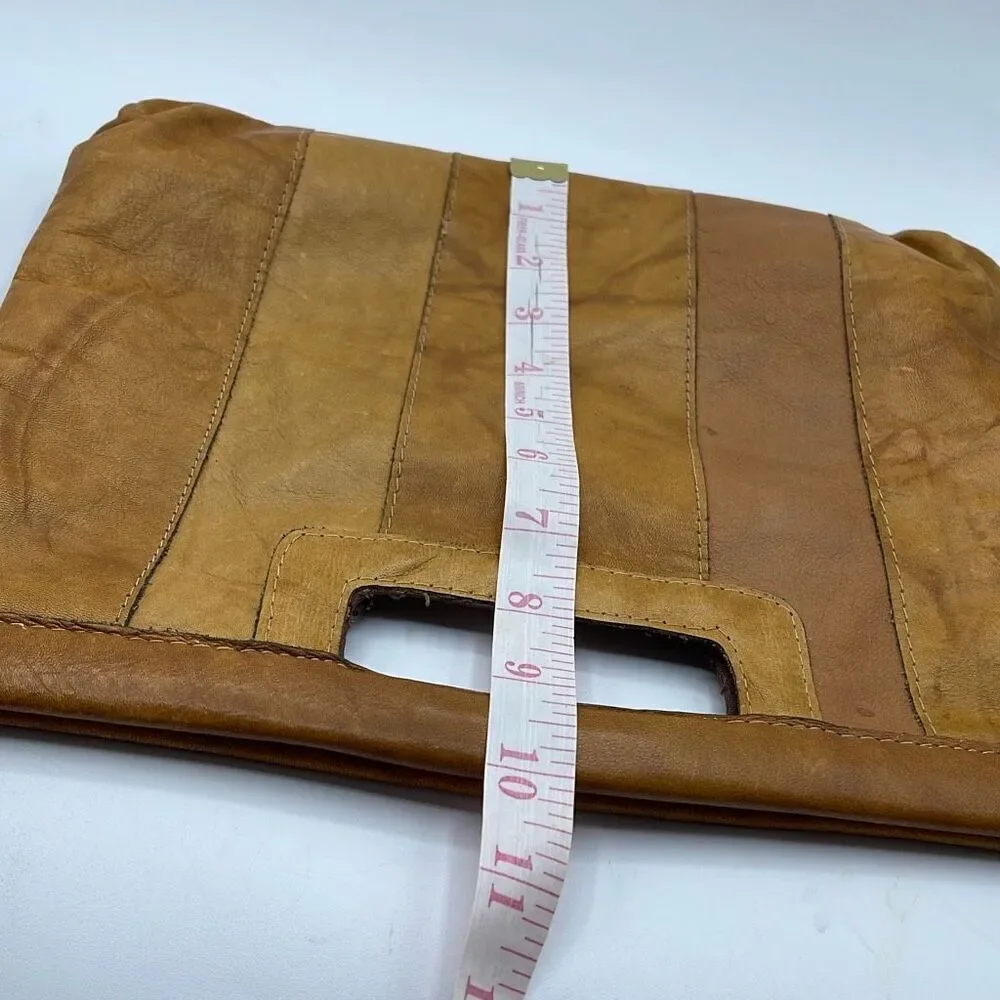 Vintage boho Leather Made in Hong Kong top handle bag.